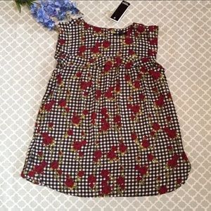 Premise Studio Checkered Floral Ruffle Blouse XS